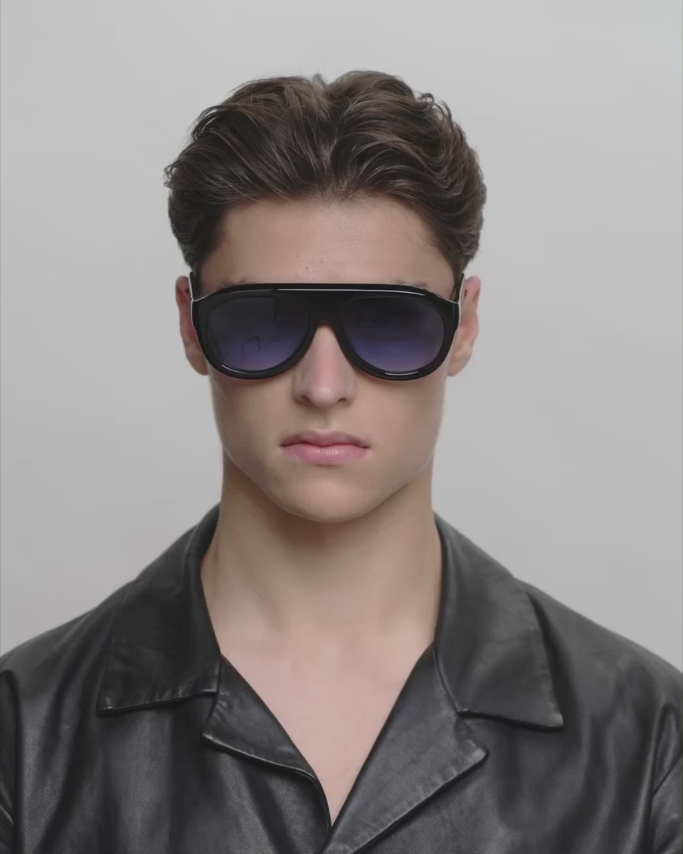 Store aviator A.Kjærbede solbriller med blå glas - herre video